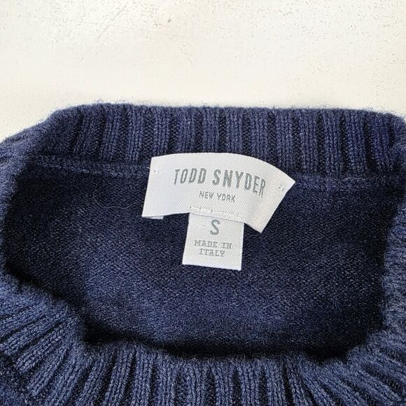 Todd Snyder Sweater Men's Small Blue Wool Cashmere Knit Blend Pullover Crewneck - Picture 3 of 11